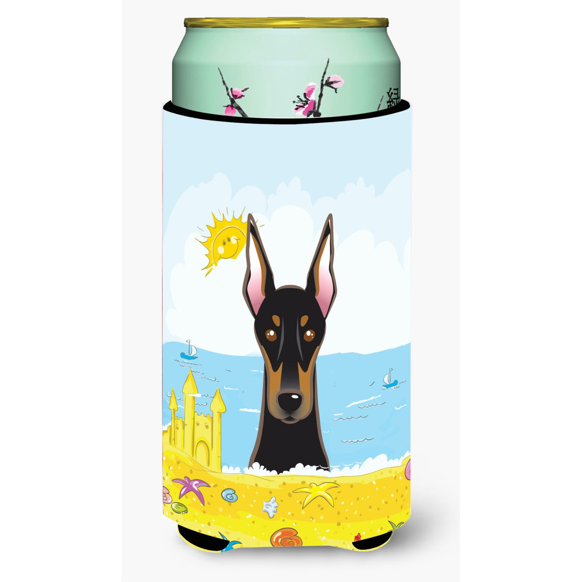 Caroline'S Treasures Bb2113Tbc Doberman Summer Beach Tall Boy Hugger Koozie, Multicolor