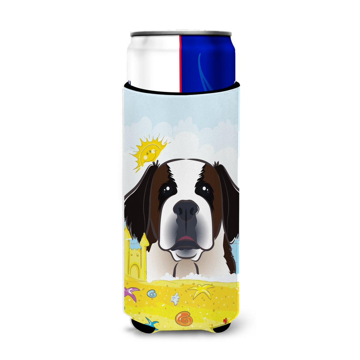 Caroline'S Treasures Bb2114Muk Saint Bernard Summer Beach Michelob Ultra Koozies For Slim Cans, Multicolor