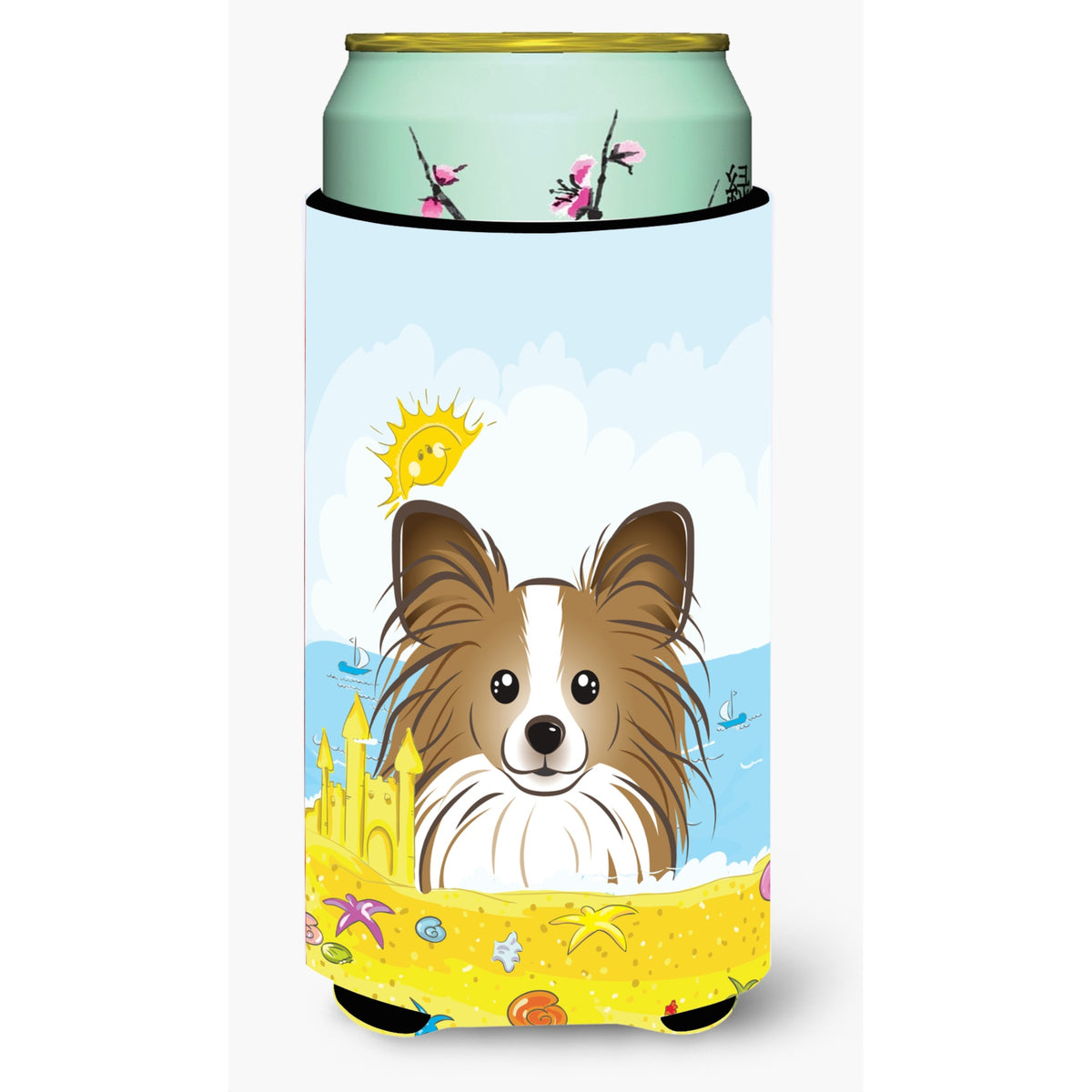 Caroline'S Treasures Bb2116Tbc Papillion Summer Beach Tall Boy Hugger Koozie, Multicolor