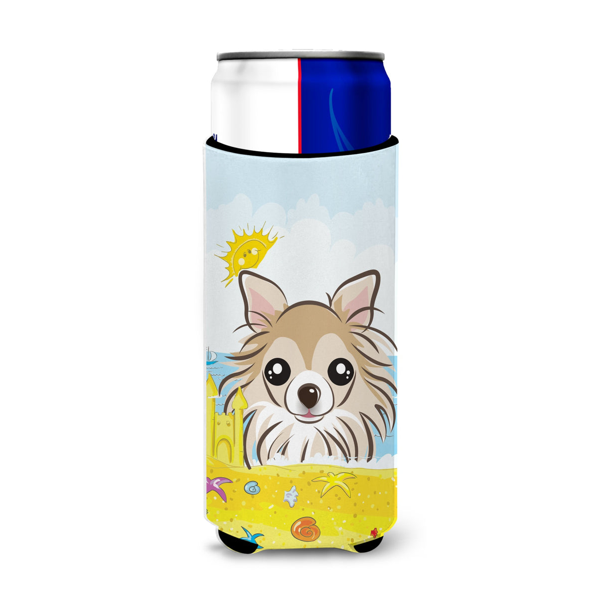 Caroline'S Treasures Bb2119Muk Chihuahua Summer Beach Michelob Ultra Koozies For Slim Cans, Multicolor