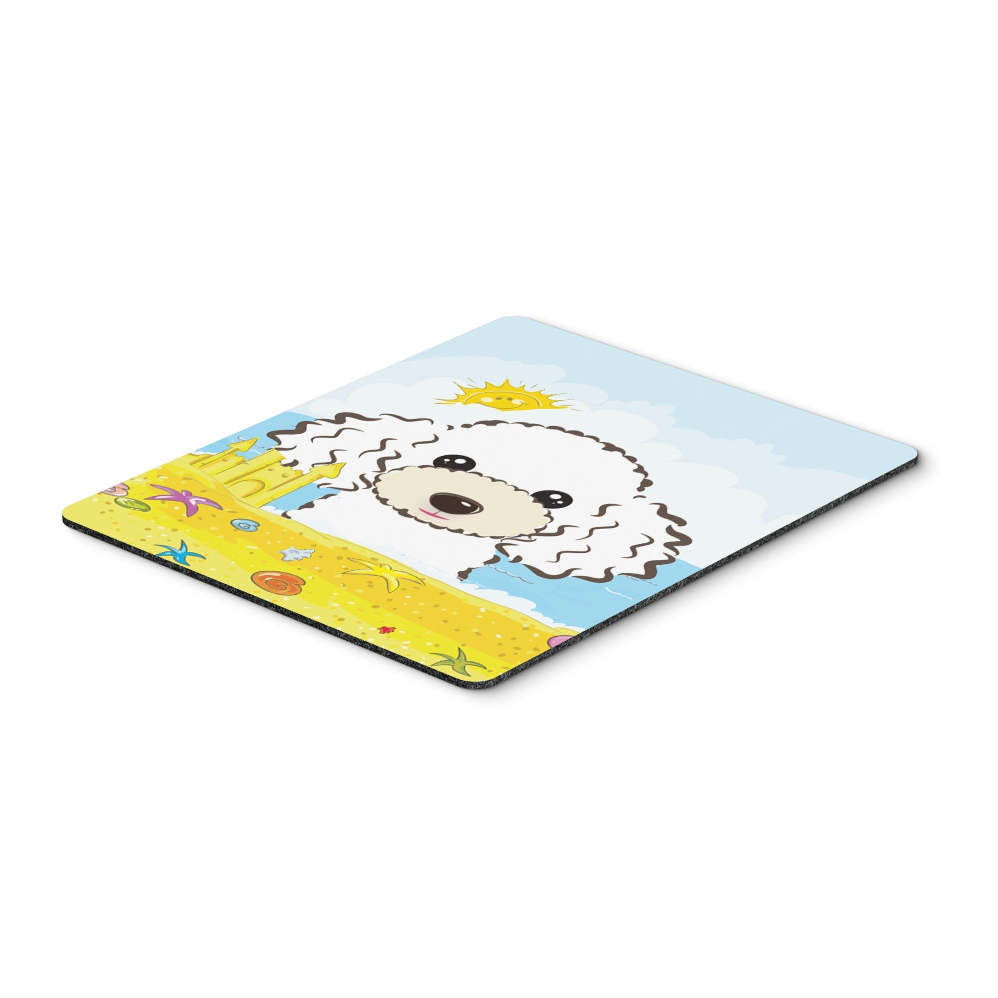 Caroline'S Treasures White Poodle Summer Beach Mouse Pad, Hot Pad Or Trivet, Multicolor (Bb2125Mp)