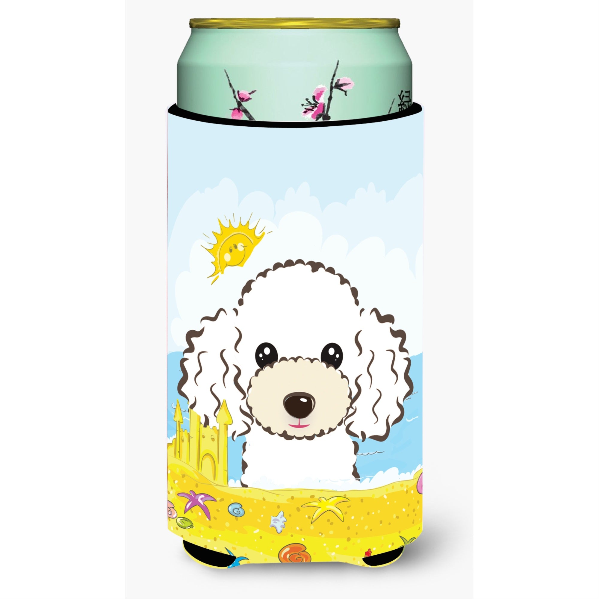 Caroline'S Treasures Bb2125Tbc White Poodle Summer Beach Tall Boy Hugger Koozie, Multicolor