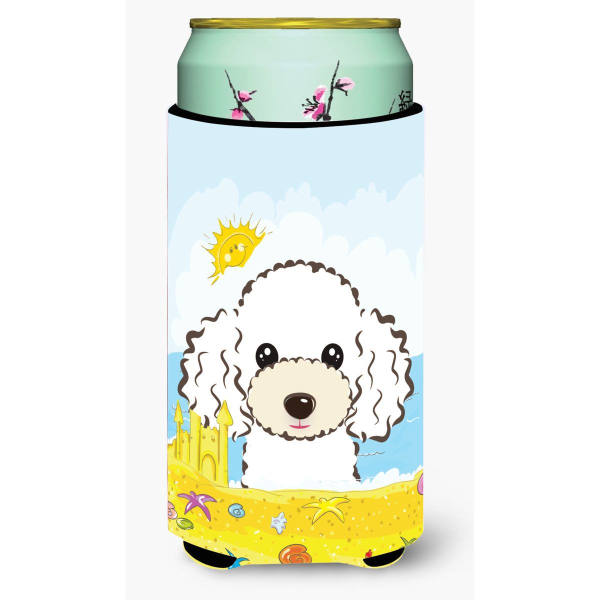 Caroline'S Treasures Bb2125Tbc White Poodle Summer Beach Tall Boy Hugger Koozie, Multicolor