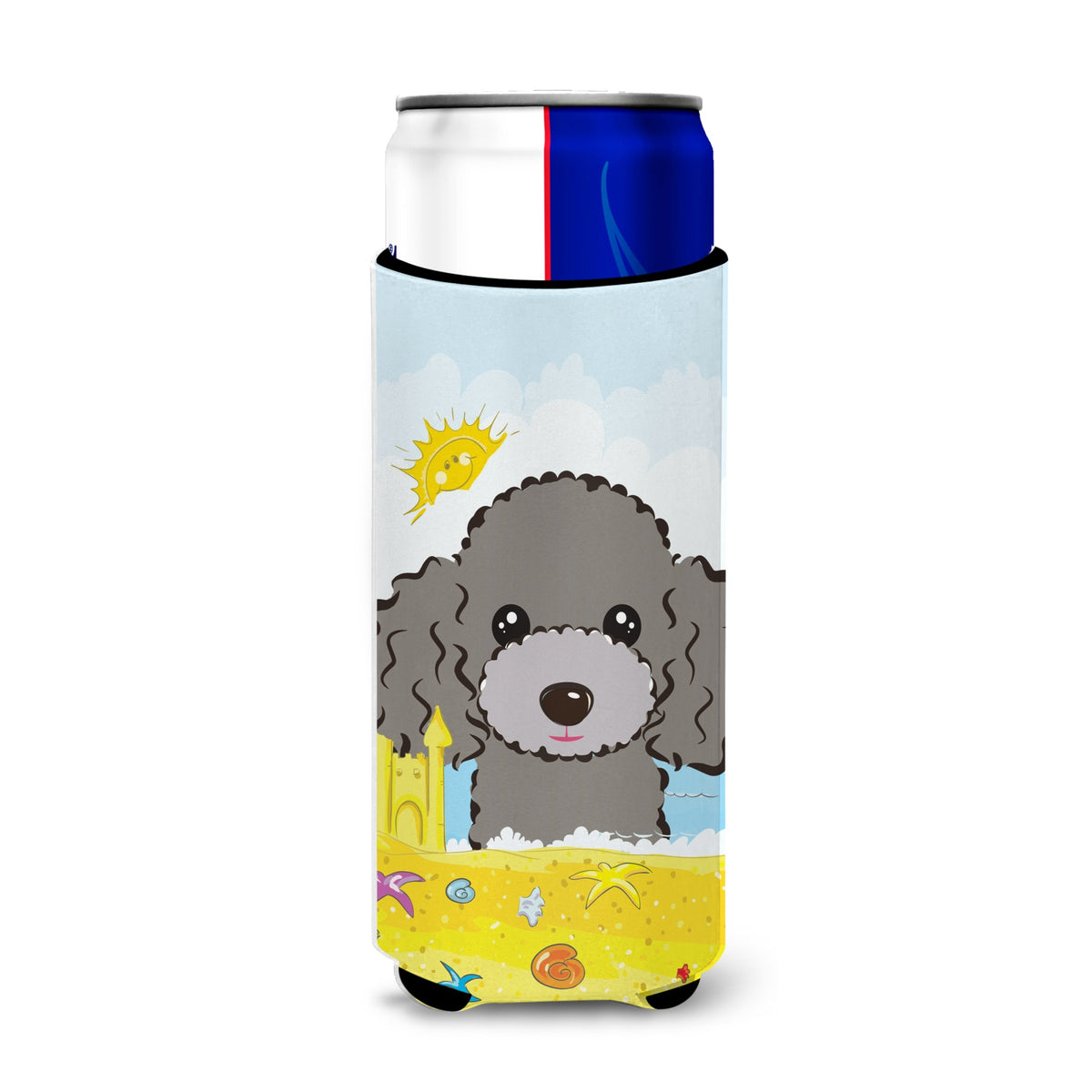 Caroline'S Treasures Bb2127Muk Silver Gray Poodle Summer Beach Michelob Ultra Koozies For Slim Cans, Multicolor