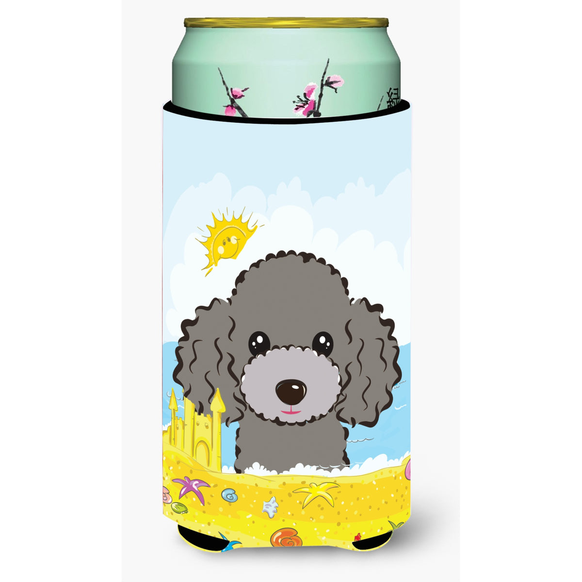 Caroline'S Treasures Bb2127Tbc Silver Gray Poodle Summer Beach Tall Boy Hugger Koozie, Multicolor
