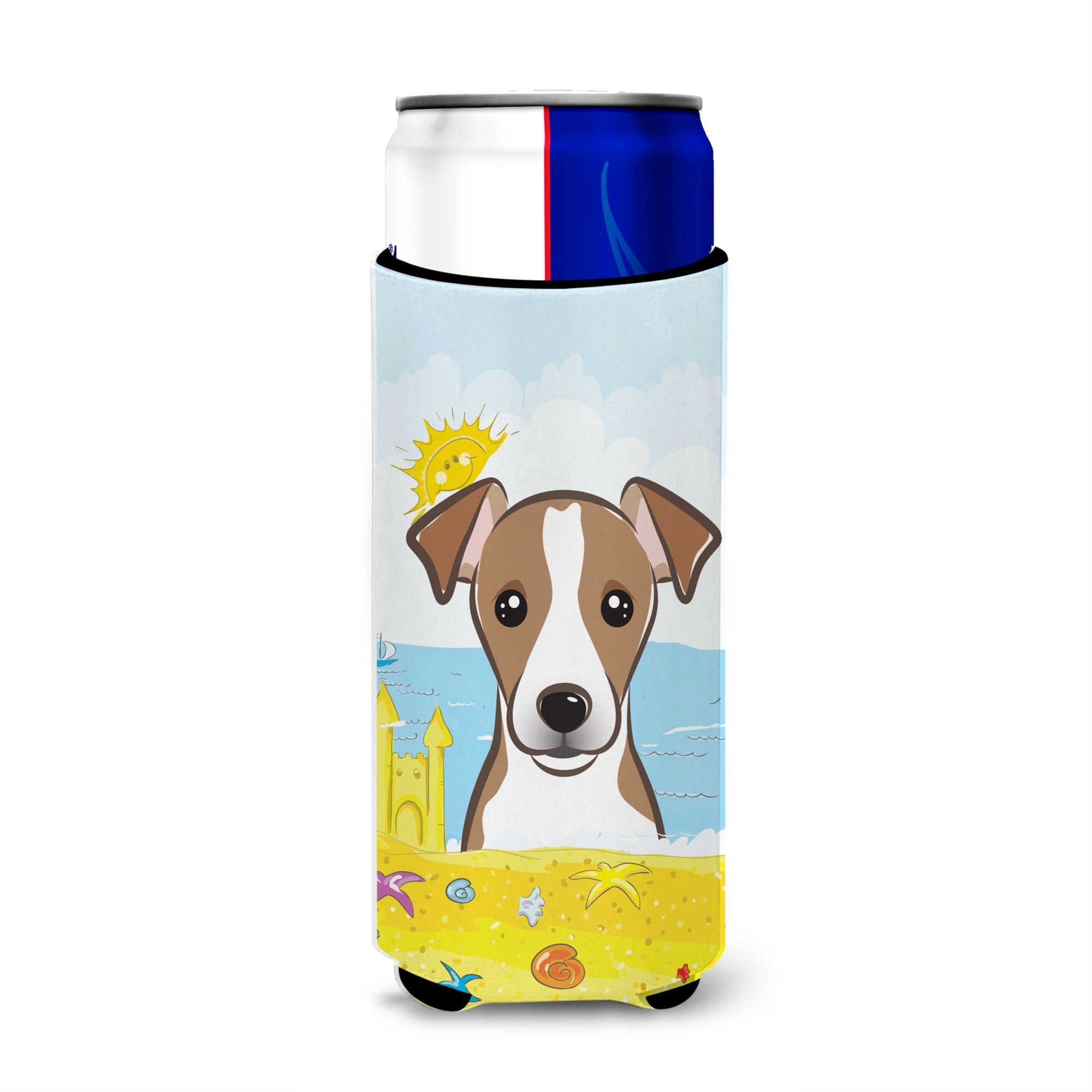 Caroline'S Treasures Bb2128Muk Jack Russell Terrier Summer Beach Michelob Ultra Koozies For Slim Cans, Multicolor