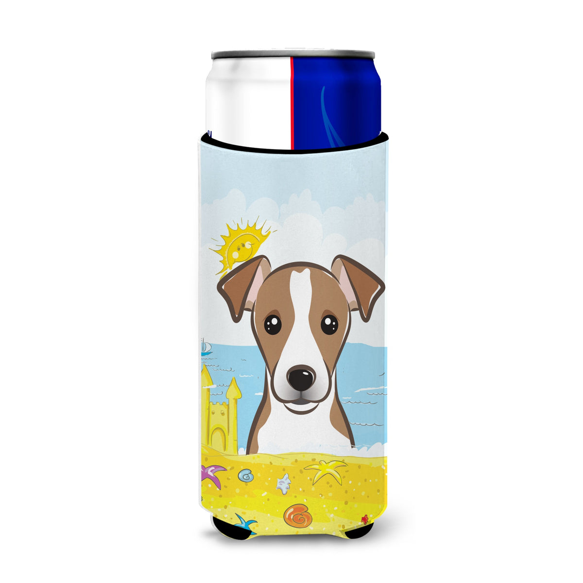 Caroline'S Treasures Bb2128Muk Jack Russell Terrier Summer Beach Michelob Ultra Koozies For Slim Cans, Multicolor