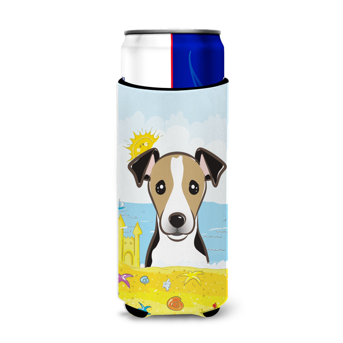 Caroline'S Treasures Bb2129Muk Jack Russell Terrier Summer Beach Michelob Ultra Koozies For Slim Cans, Multicolor