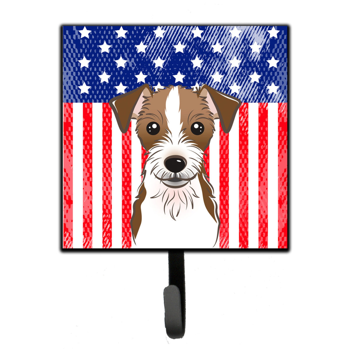 Caroline'S Treasures American Flag And Jack Russell Terrier Leash Or Key Holder Hooks, Multicolor
