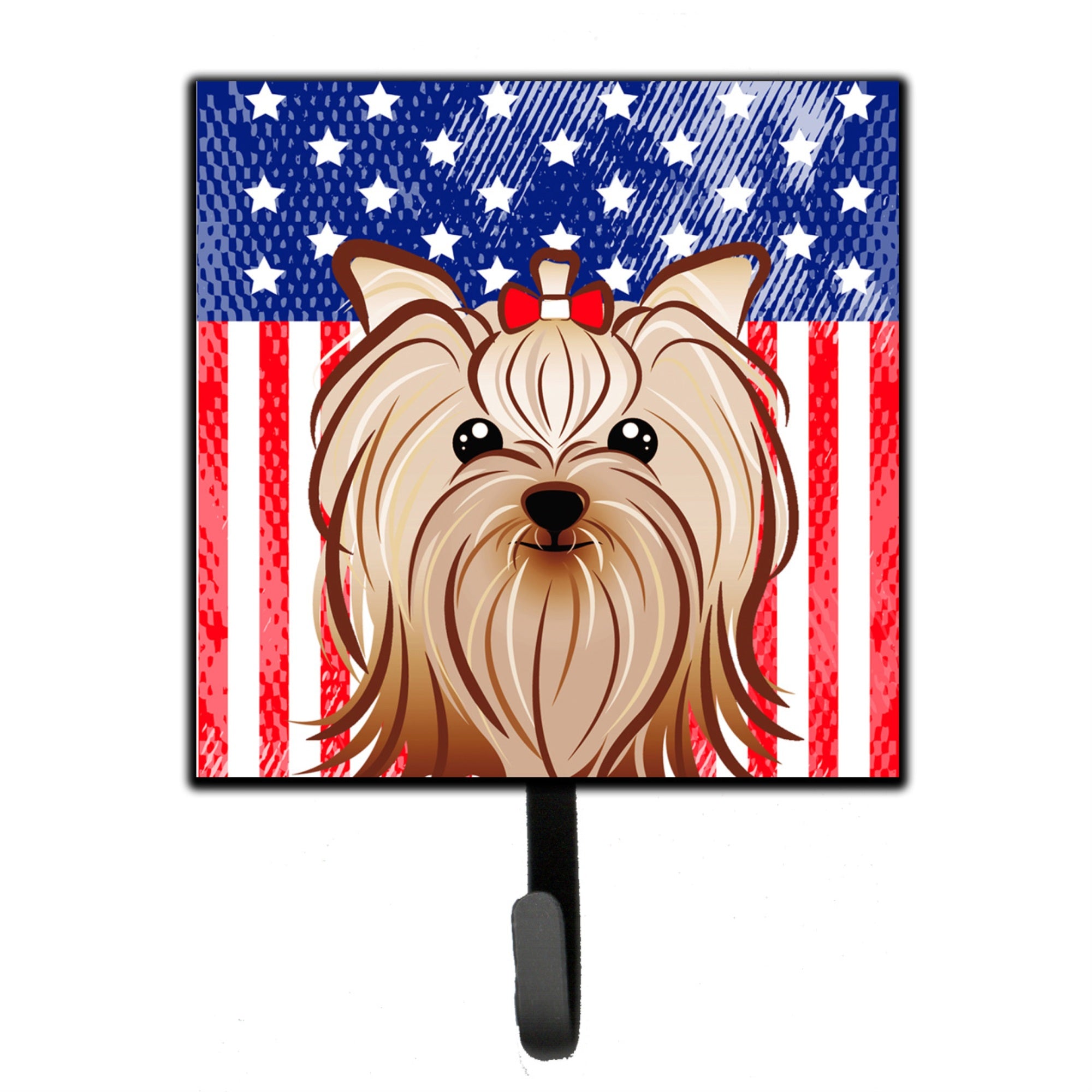 Caroline'S Treasures American Flag And Yorkie Yorkishire Terrier Leash Or Key Holder Hooks, Multicolor