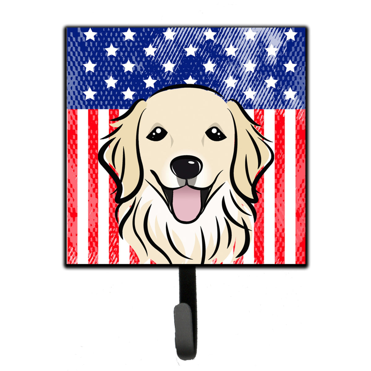Caroline'S Treasures American Flag And Golden Retriever Leash Or Key Holder Hooks, Multicolor