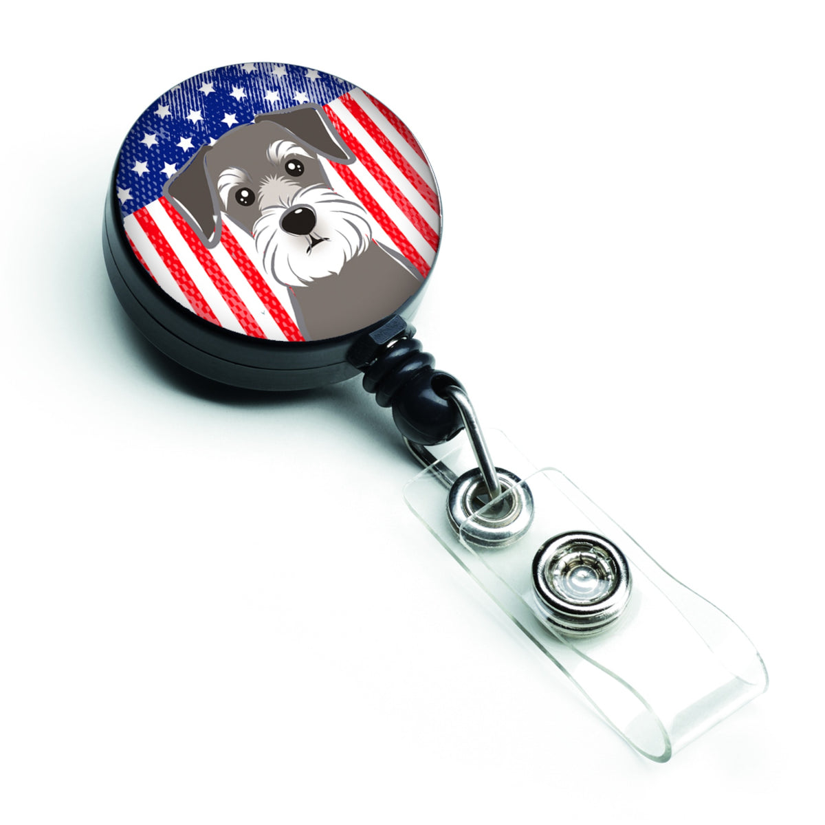 Caroline'S Treasures American Flag And Schnauzer Retractable Badge Reel, Multicolor (Bb2136Br)