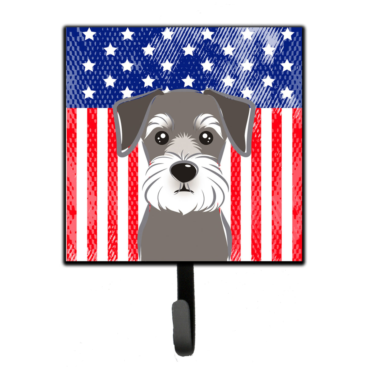 Caroline'S Treasures American Flag And Schnauzer Leash Or Key Holder Hooks, Multicolor