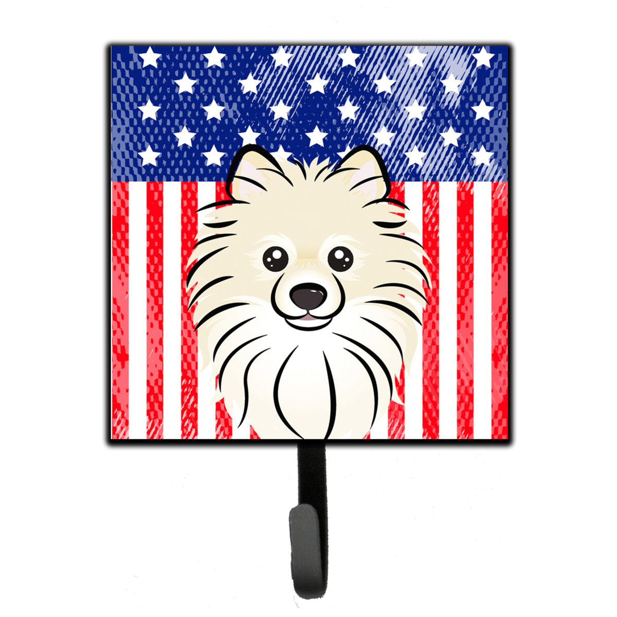 Caroline'S Treasures American Flag And Pomeranian Leash Or Key Holder Hooks, Multicolor