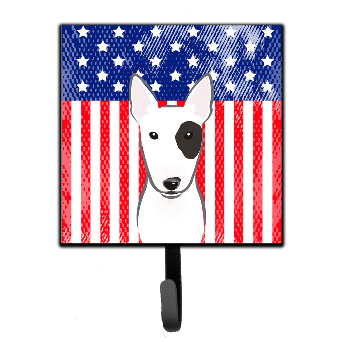 Caroline'S Treasures American Flag And Bull Terrier Leash Or Key Holder Hooks, Multicolor