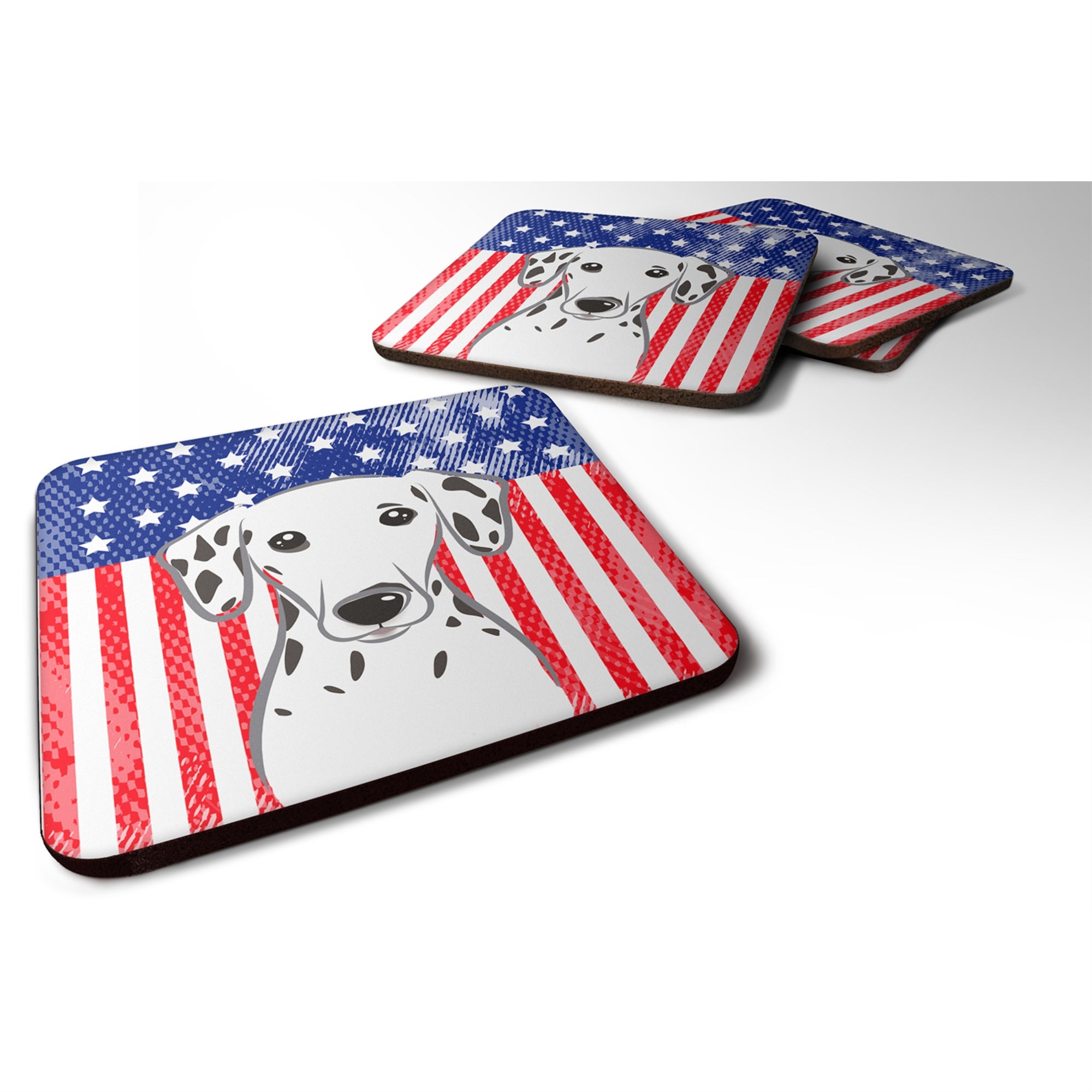 Caroline'S Treasures Bb2140Fc American Flag And Dalmatian Foam Coaster (Set Of 4), 3.5, Multicolor