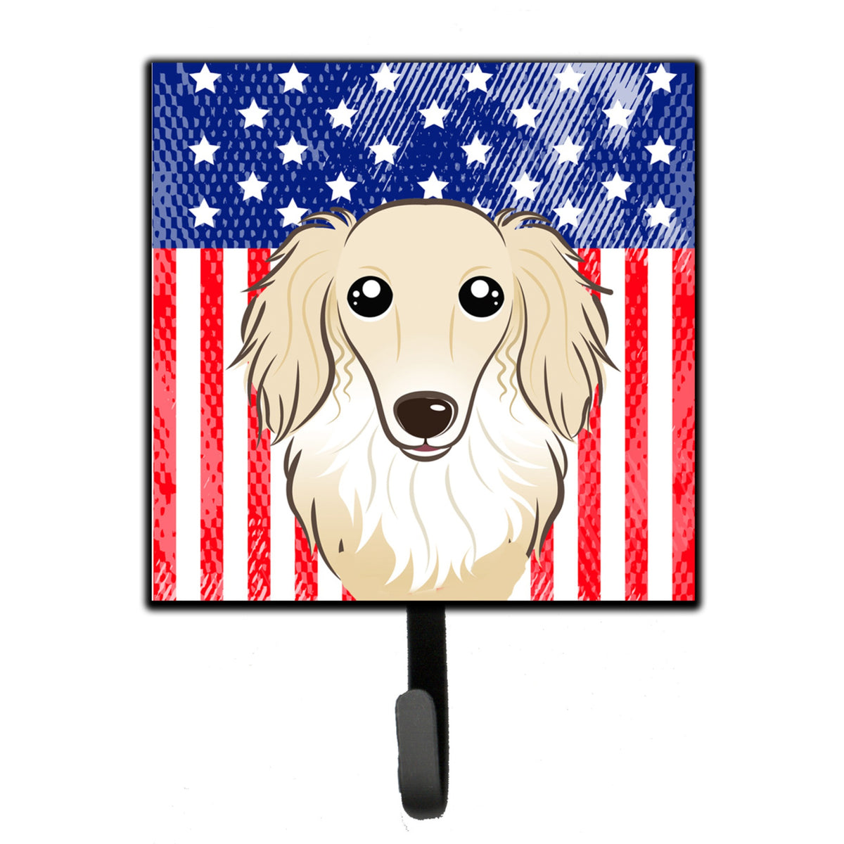 Caroline'S Treasures American Flag And Longhair Creme Dachshund Leash Or Key Holder Hooks, Multicolor
