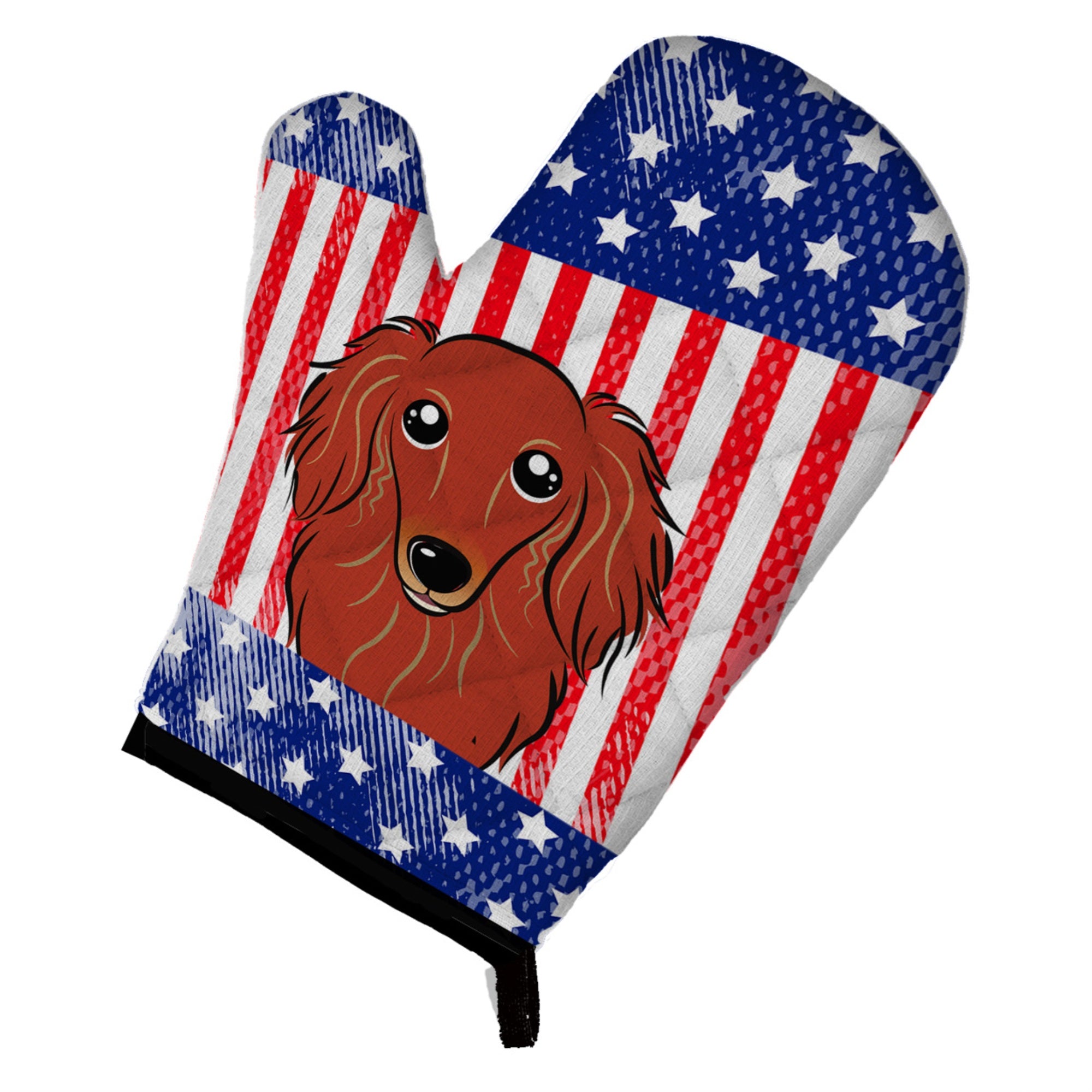 Caroline'S Treasures Bb2144Ovmt American Flag And Longhair Red Dachshund Oven Mitt, 12 By 8.5, Multicolor