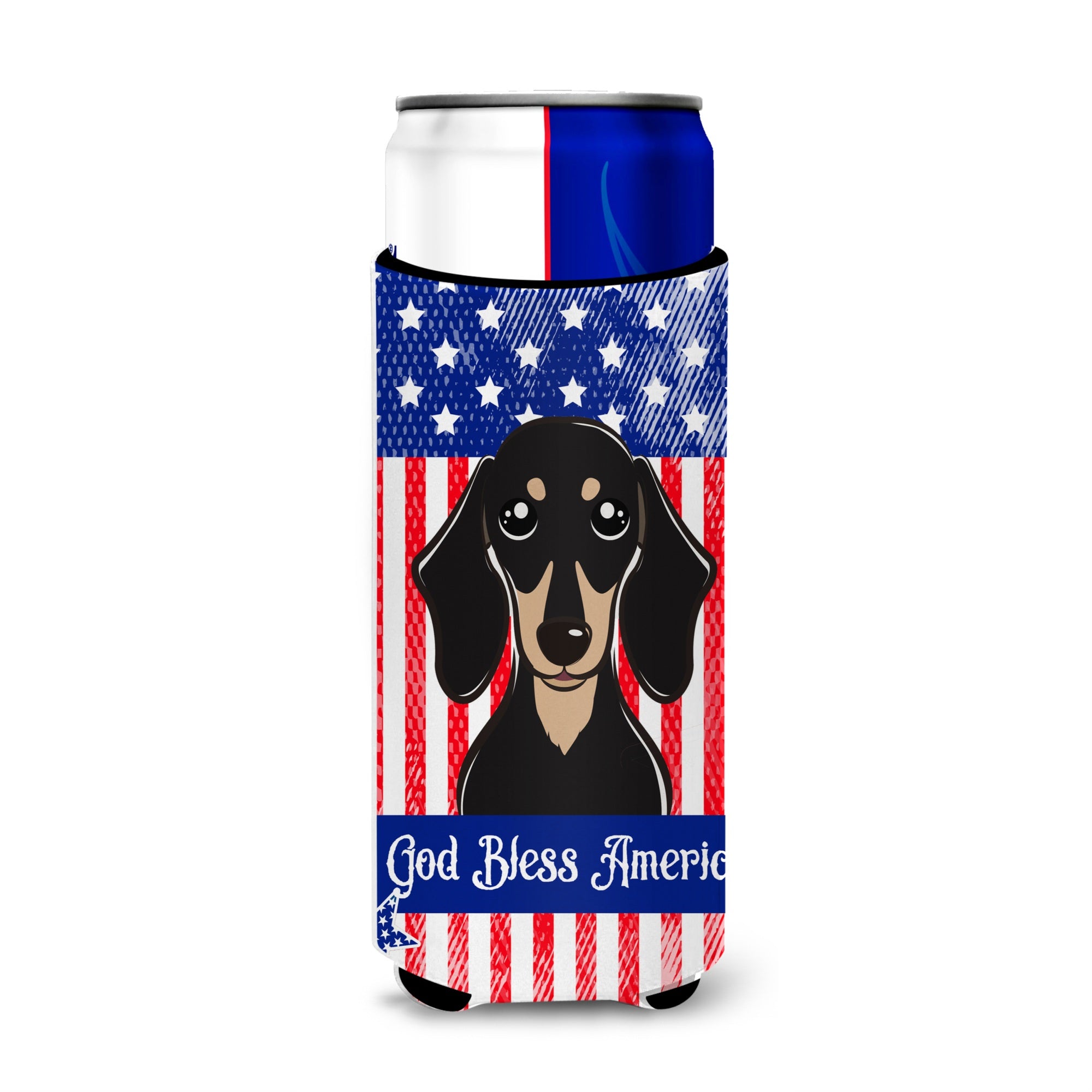 Caroline'S Treasures Bb2145Muk Smooth Black And Tan Dachshund Michelob Ultra Koozies For Slim Cans, Multicolor