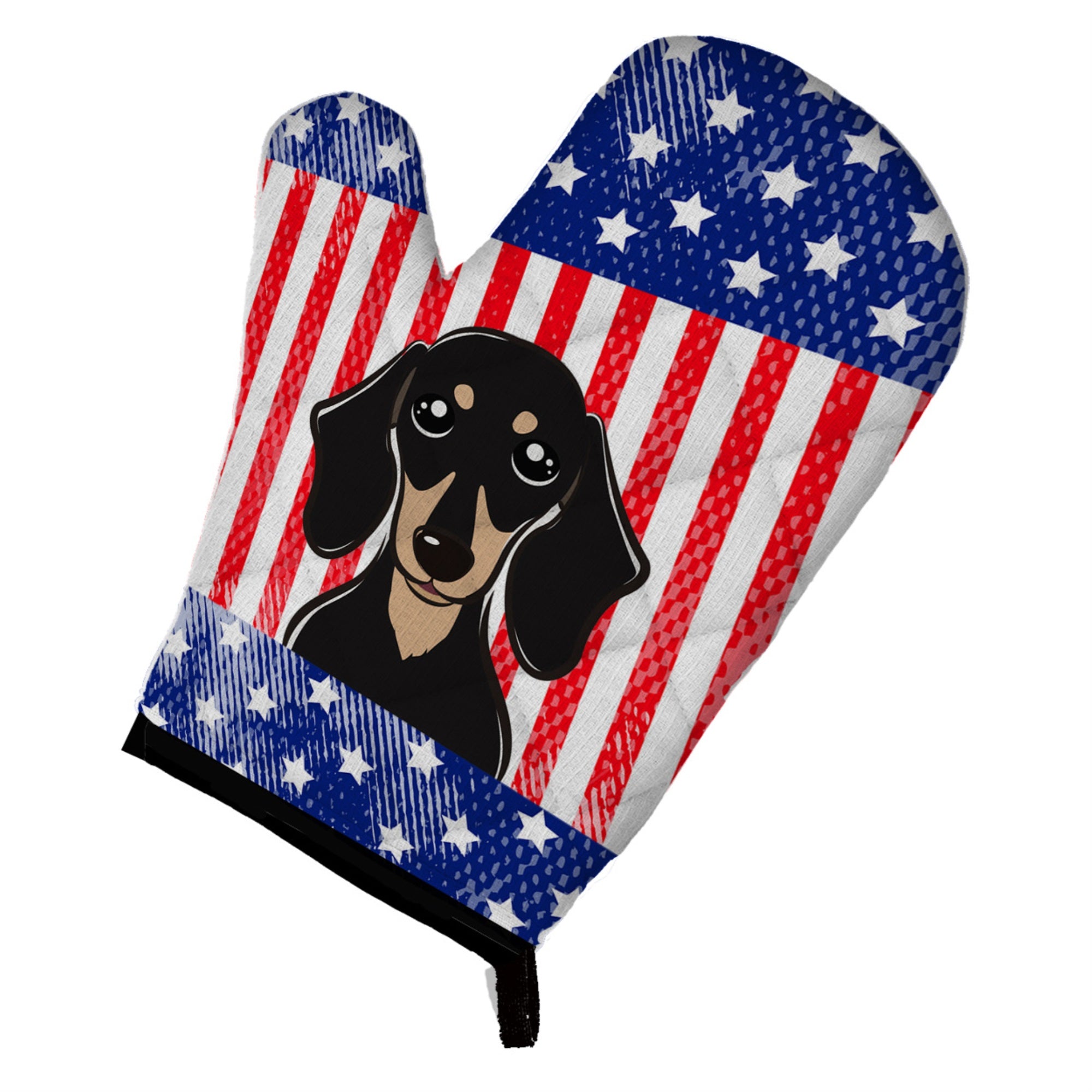 Caroline'S Treasures Bb2145Ovmt American Flag And Smooth Black And Tan Dachshund Oven Mitt, 12 By 8.5, Multicolor