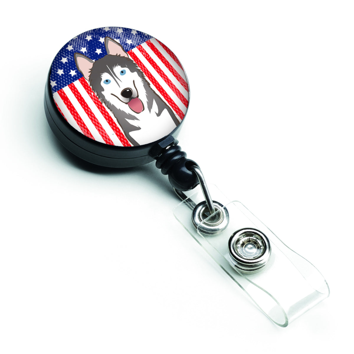 Caroline'S Treasures American Flag And Alaskan Malamute Retractable Badge Reel, Multicolor (Bb2148Br)