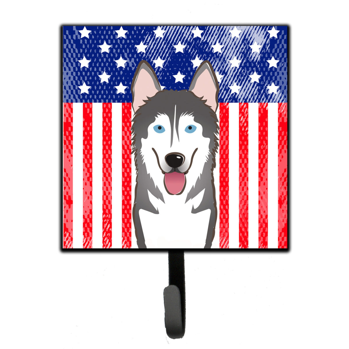 Caroline'S Treasures American Flag And Alaskan Malamute Leash Or Key Holder Hooks, Multicolor