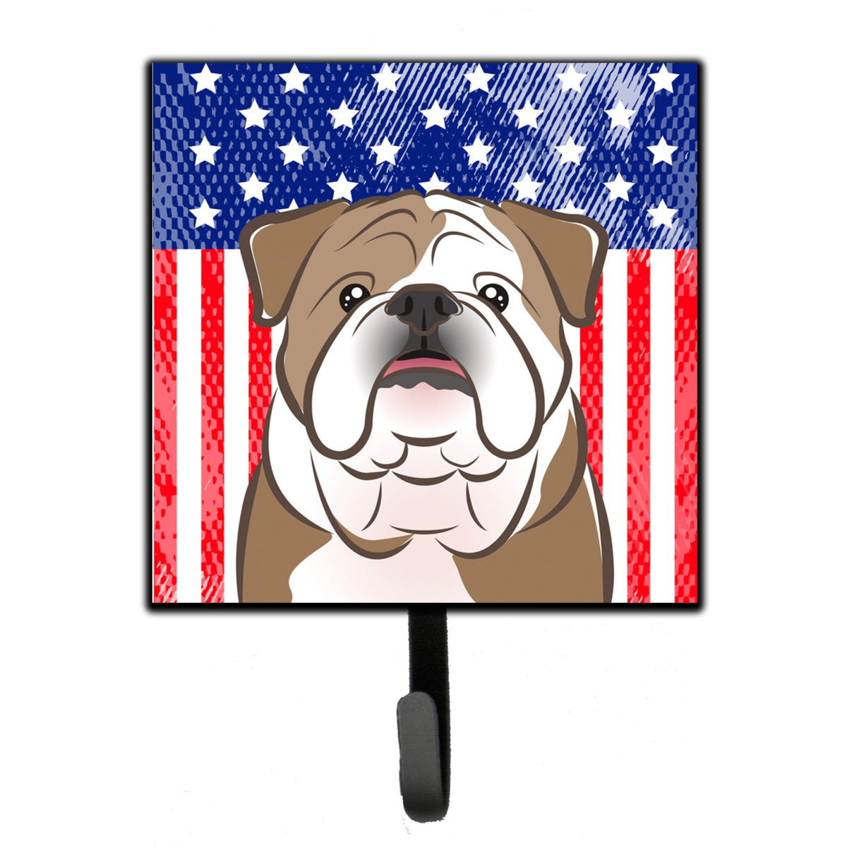 Caroline'S Treasures American Flag And English Bulldog Leash Or Key Holder Hooks, Multicolor