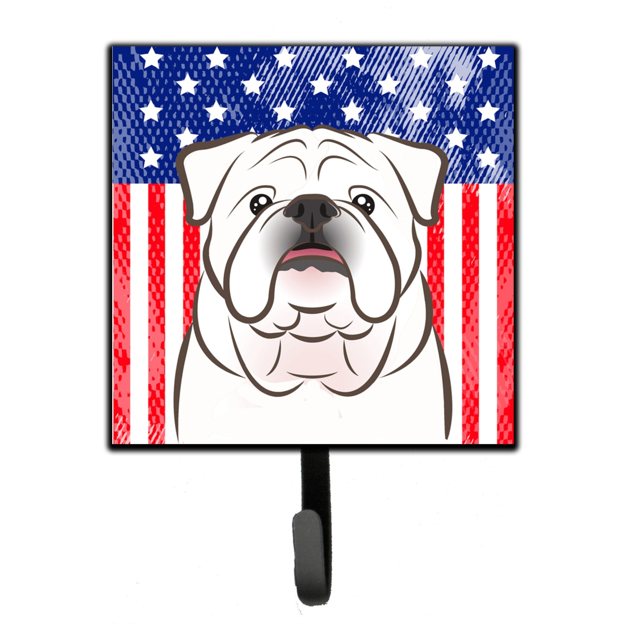 Caroline'S Treasures American Flag And White English Bulldog Leash Or Key Holder Hooks, Multicolor