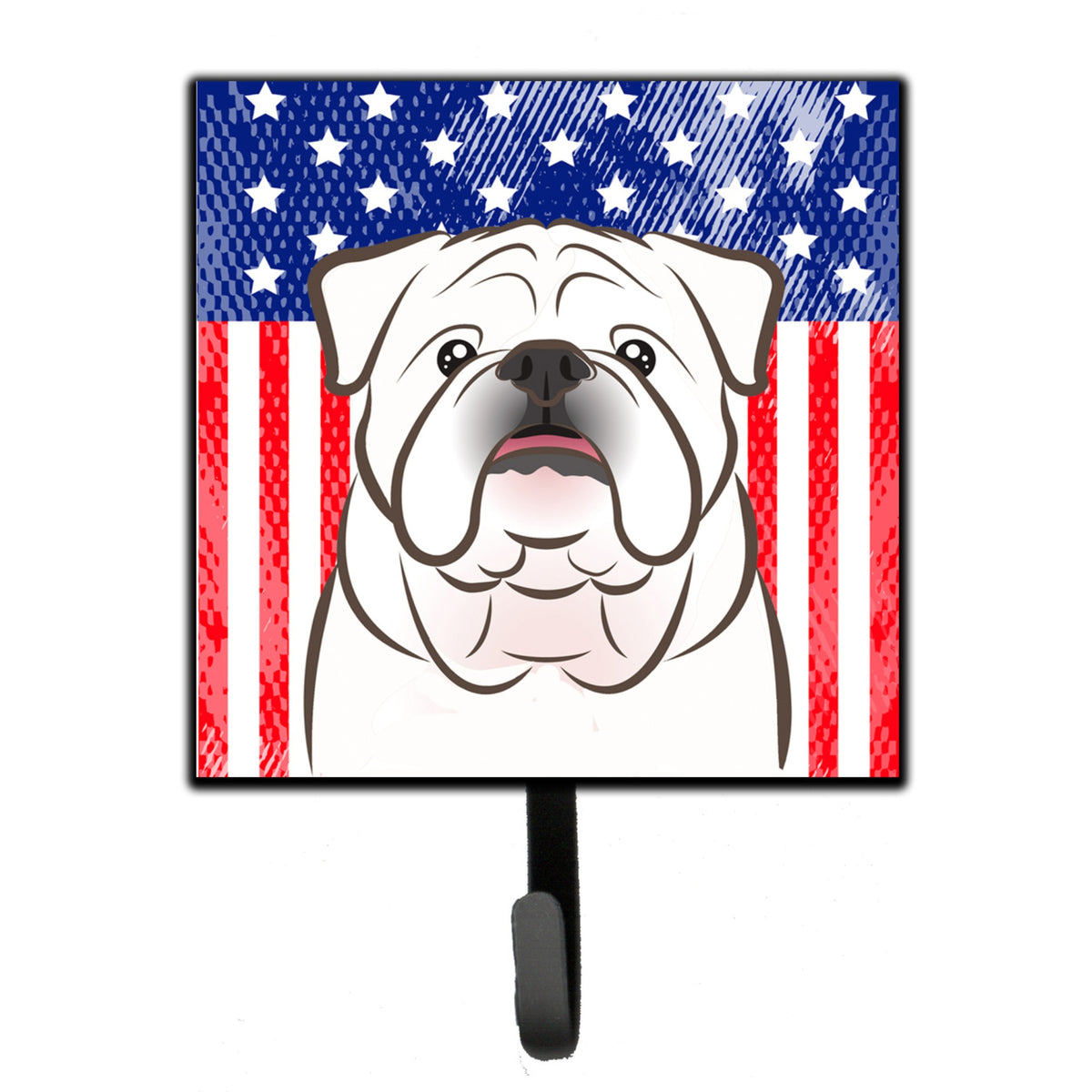 Caroline'S Treasures American Flag And White English Bulldog Leash Or Key Holder Hooks, Multicolor