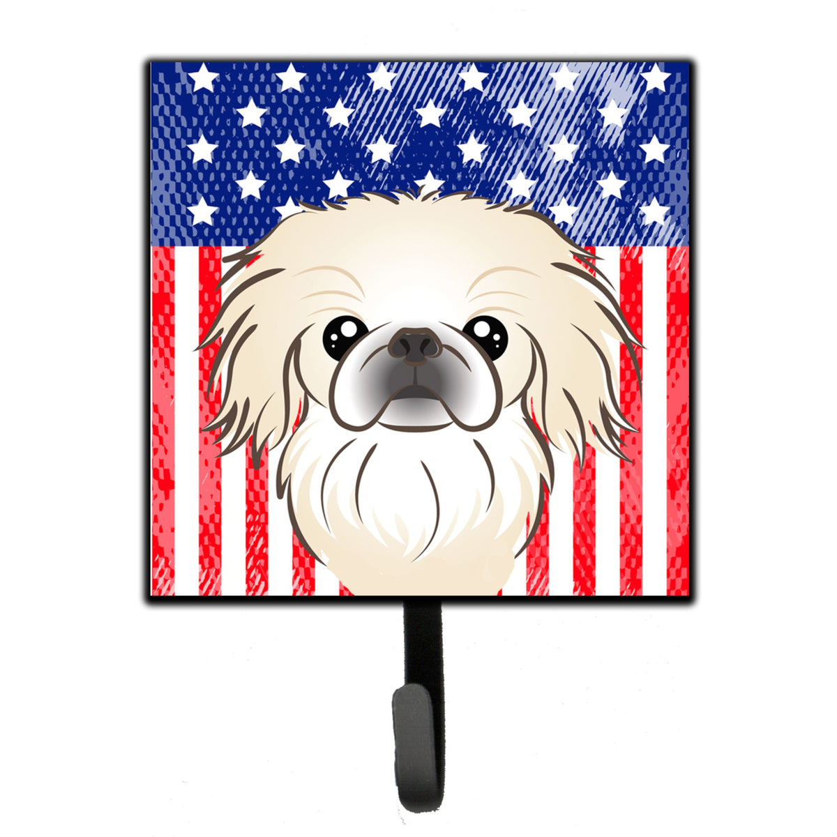 Caroline'S Treasures American Flag And Pekingese Leash Or Key Holder Hooks, Multicolor