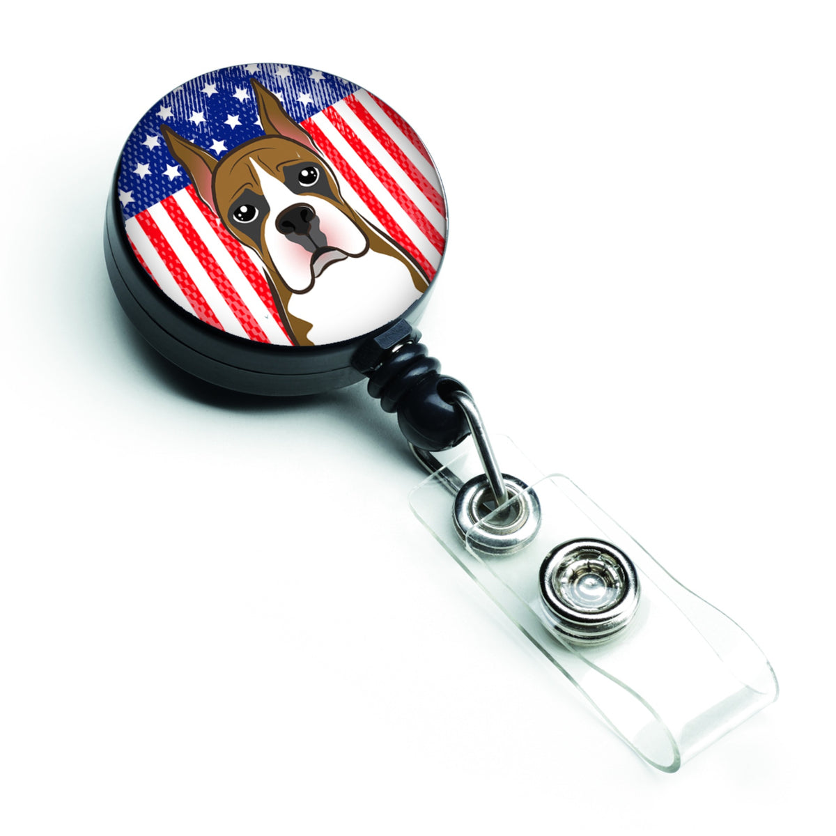 Caroline'S Treasures American Flag And Boxer Retractable Badge Reel, Multicolor (Bb2153Br)