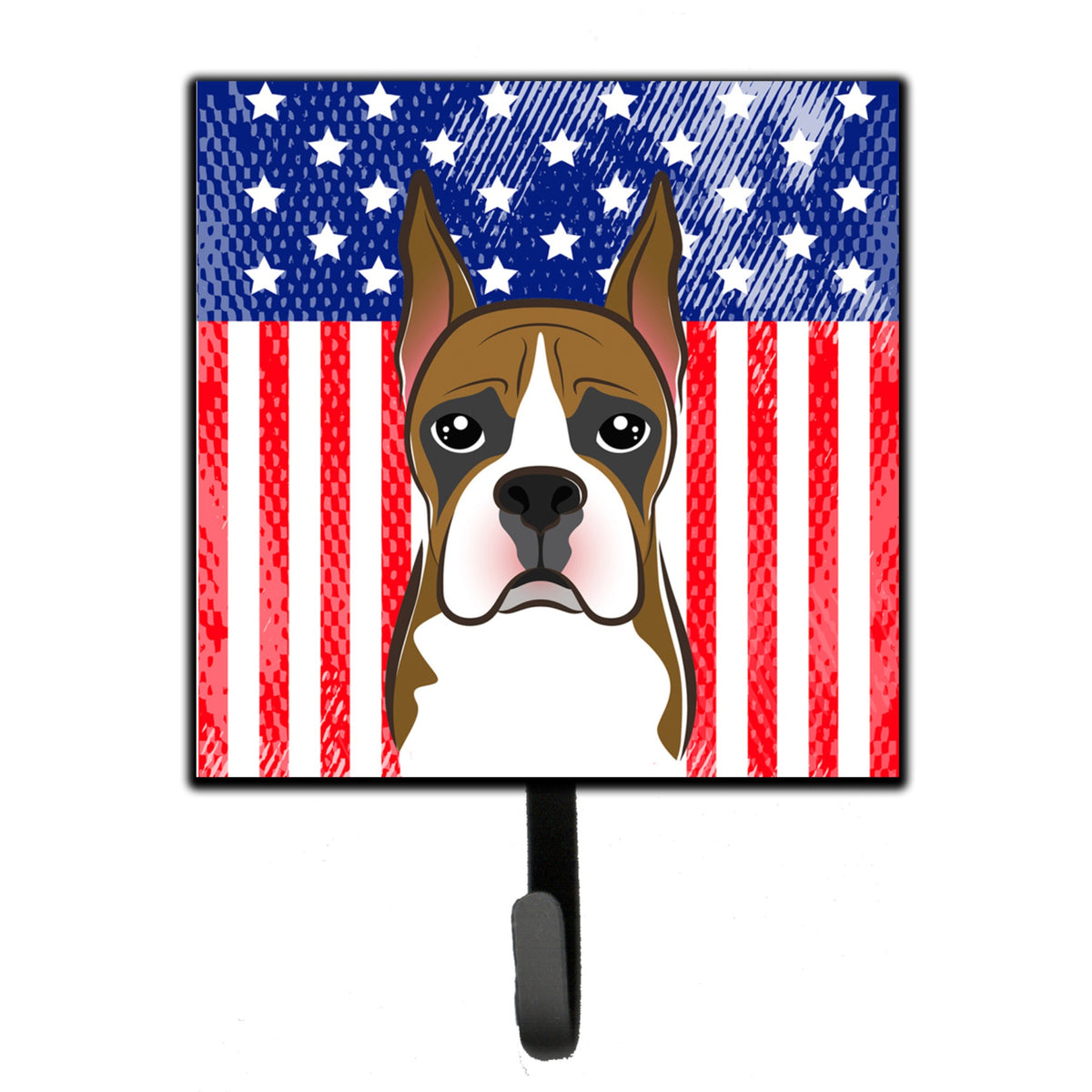 Caroline'S Treasures American Flag And Boxer Leash Or Key Holder Hooks, Multicolor