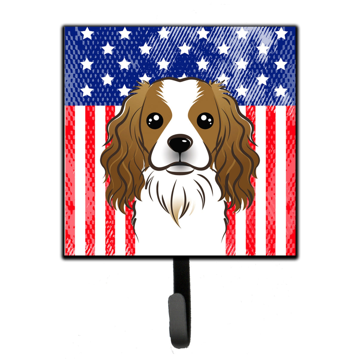 Caroline'S Treasures American Flag And Cavalier Spaniel Leash Or Key Holder Hooks, Multicolor