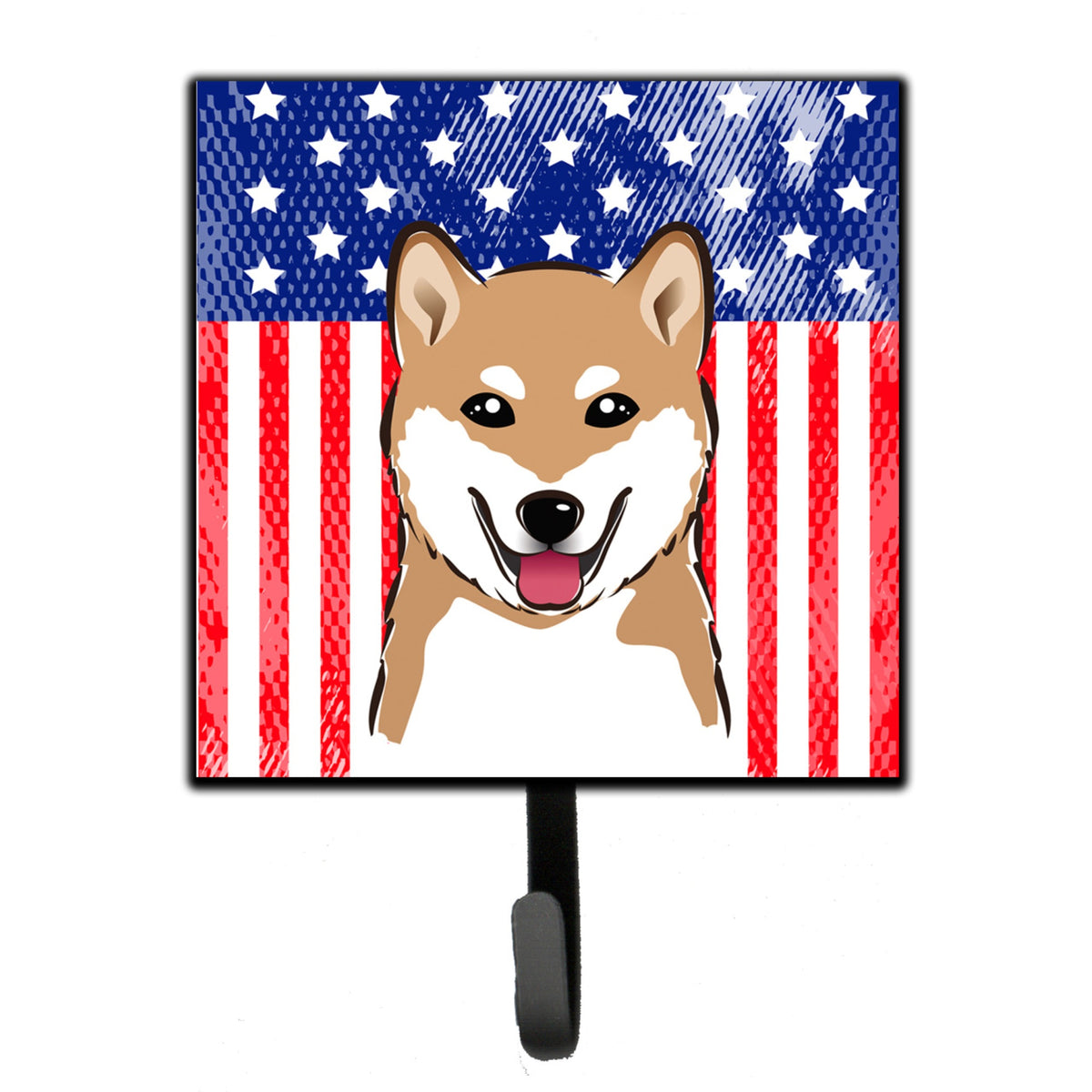 Caroline'S Treasures American Flag And Shiba Inu Leash Or Key Holder Hooks, Multicolor