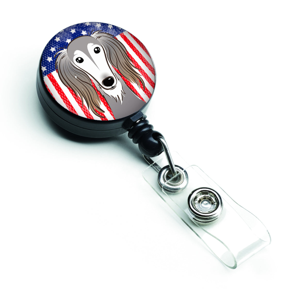Caroline'S Treasures American Flag And Saluki Retractable Badge Reel, Multicolor (Bb2159Br)