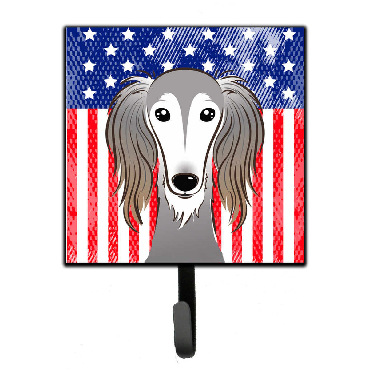 Caroline'S Treasures American Flag And Saluki Leash Or Key Holder Hooks, Multicolor