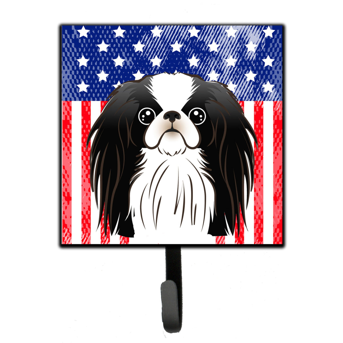 Caroline'S Treasures American Flag And Japanese Chin Leash Or Key Holder Hooks, Multicolor