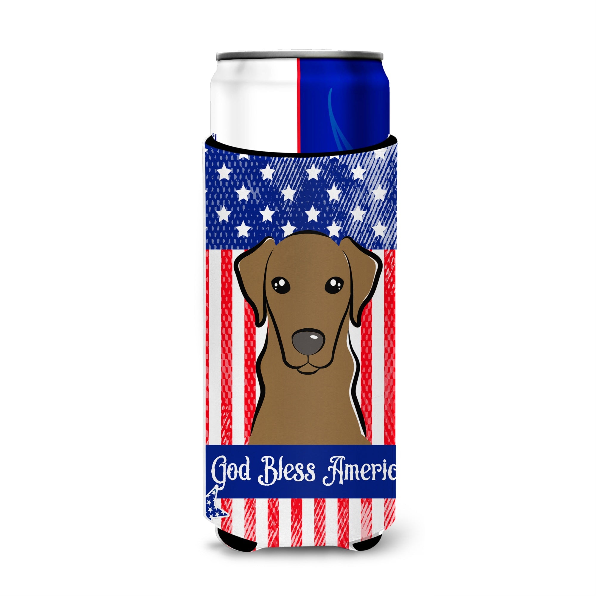 Caroline'S Treasures Bb2163Muk God Bless American Flag With Wirehaired Dachshund Michelob Ultra Koozies For Slim Cans, Mul