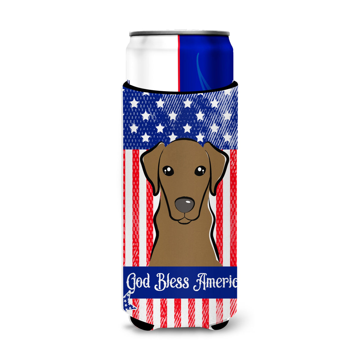 Caroline'S Treasures Bb2163Muk God Bless American Flag With Wirehaired Dachshund Michelob Ultra Koozies For Slim Cans, Mul