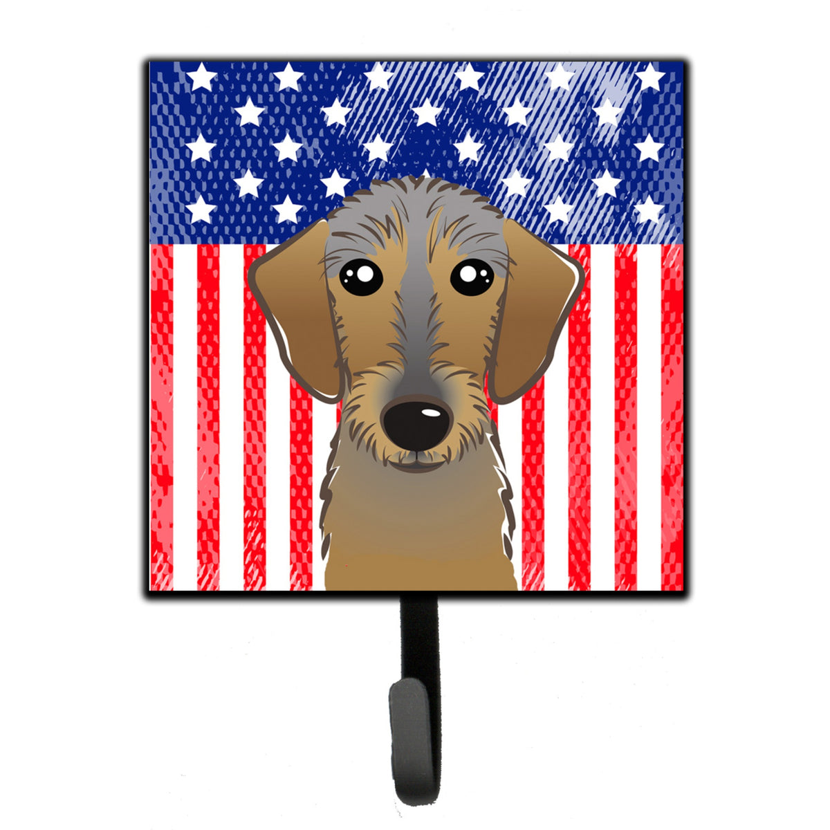 Caroline'S Treasures American Flag And Wirehaired Dachshund Leash Or Key Holder Hooks, Multicolor