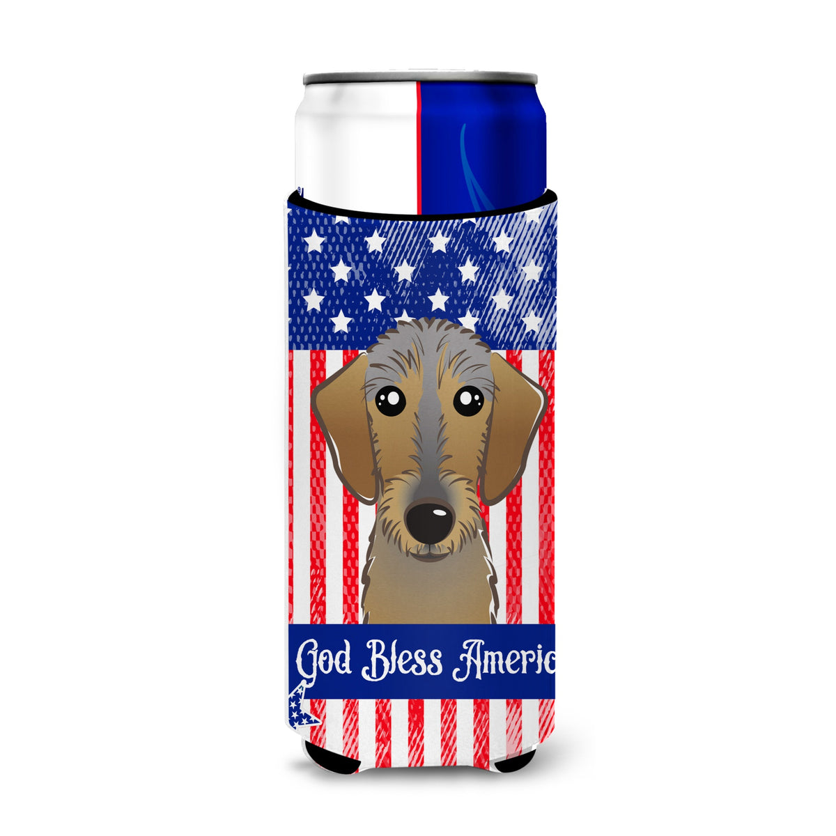 Caroline'S Treasures Bb2164Muk God Bless American Flag With Chocolate Labrador Michelob Ultra Koozies For Slim Cans, Multi