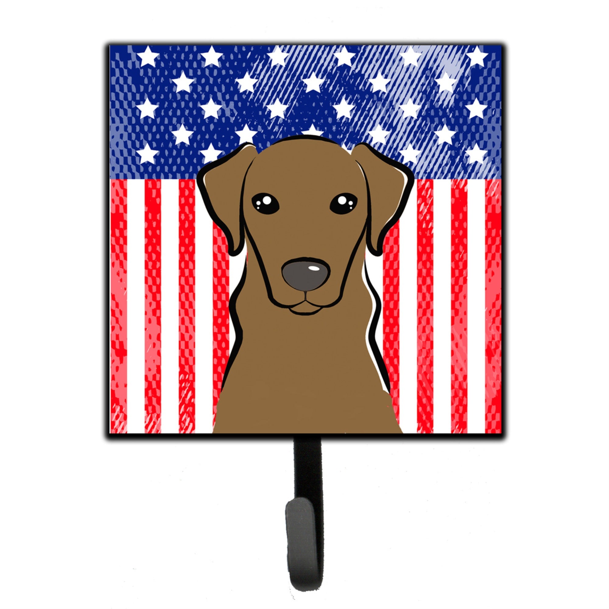 Caroline'S Treasures American Flag And Chocolate Labrador Leash Or Key Holder Hooks, Multicolor