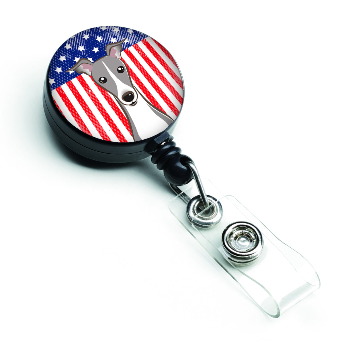 Caroline'S Treasures American Flag And Italian Greyhound Retractable Badge Reel, Multicolor (Bb2166Br)
