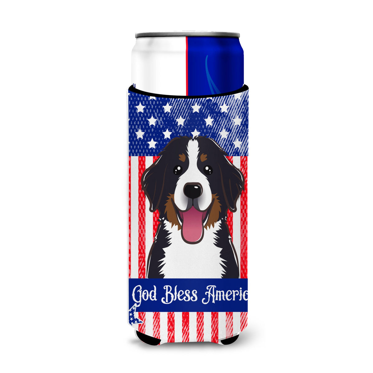 Caroline'S Treasures Bb2167Muk God Bless American Flag With Bernese Mountain Dog Michelob Ultra Koozies For Slim Cans, Mul