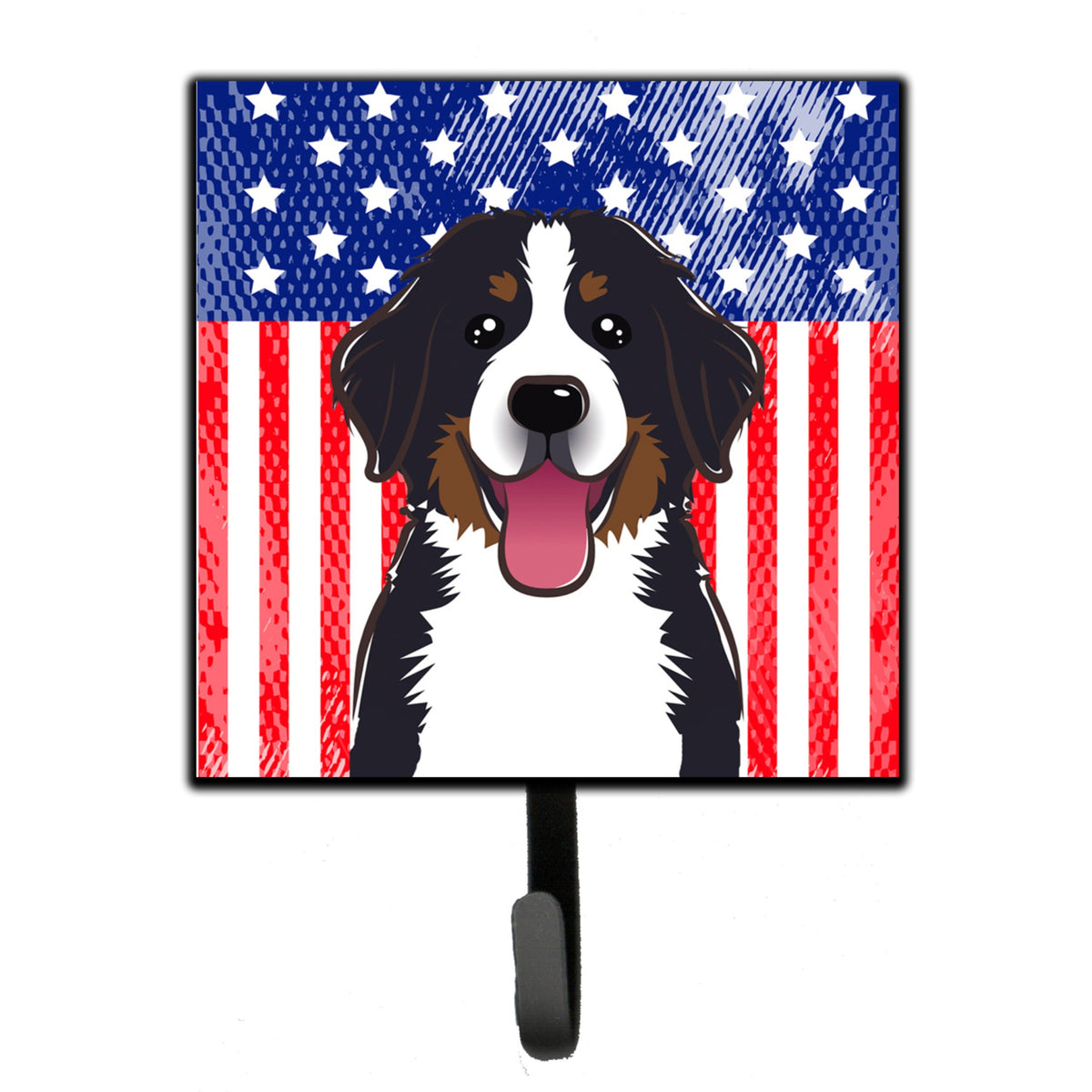 Caroline'S Treasures American Flag And Bernese Mountain Dog Leash Or Key Holder Hooks, Multicolor