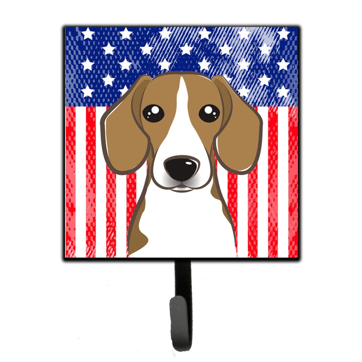 Caroline'S Treasures American Flag And Beagle Leash Or Key Holder Hooks, Multicolor