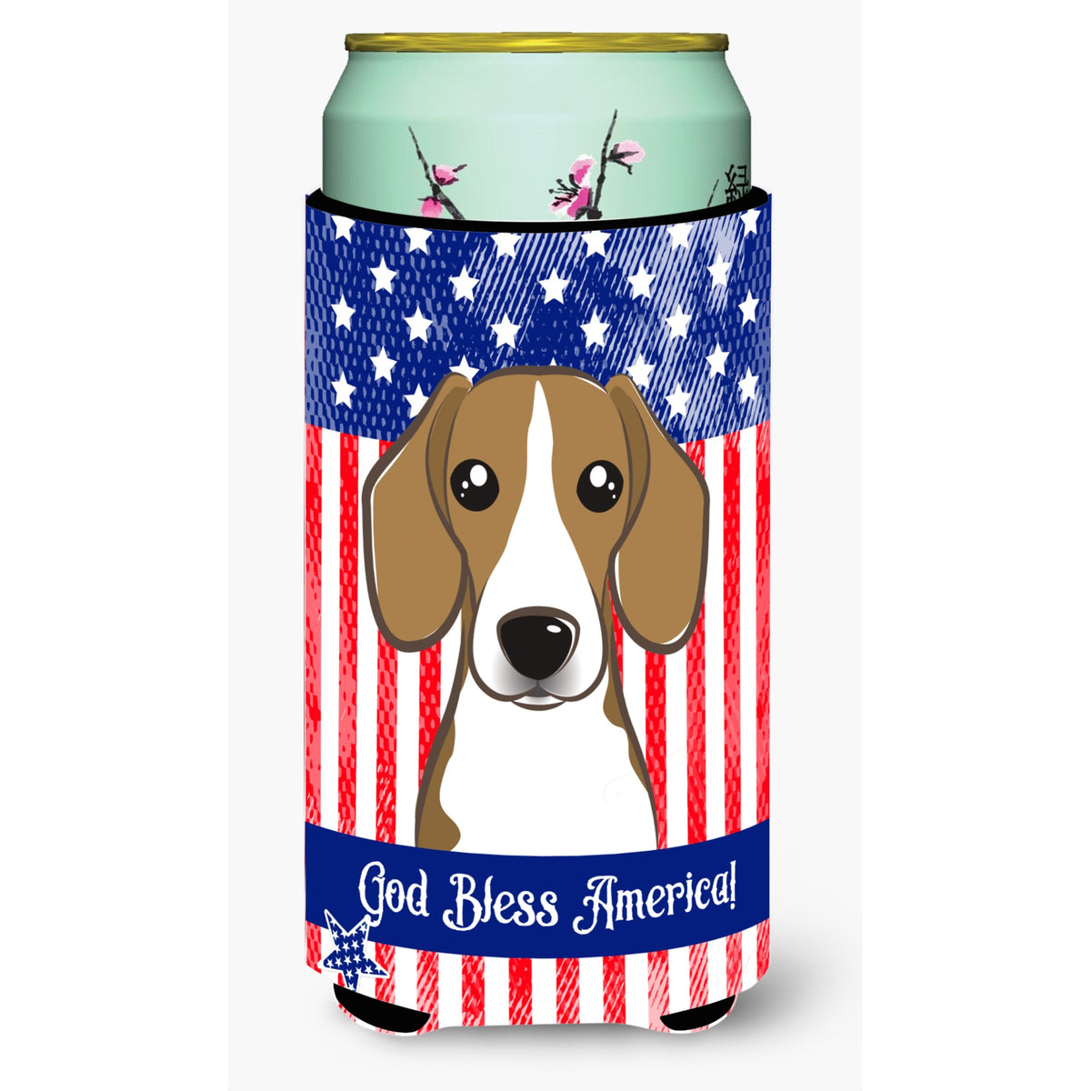Caroline'S Treasures Bb2169Tbc God Bless American Flag With Beagle Tall Boy Hugger Koozie, Multicolor
