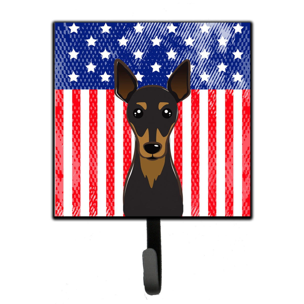 Caroline'S Treasures American Flag And Min Pin Leash Or Key Holder Hooks, Multicolor