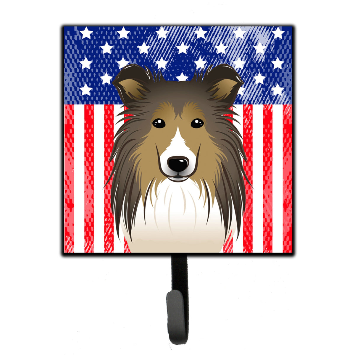 Caroline'S Treasures American Flag And Sheltie Leash Or Key Holder Hooks, Multicolor