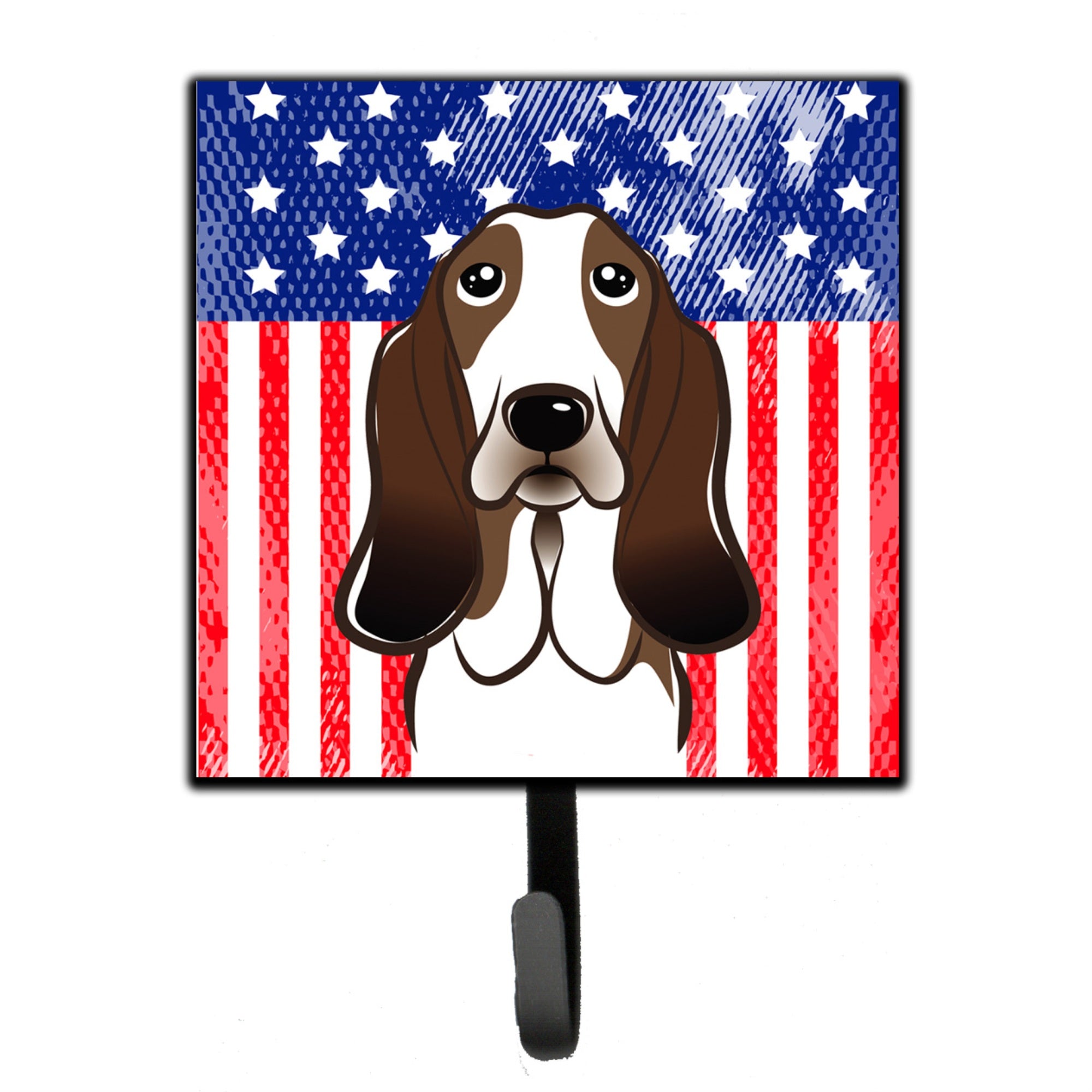 Caroline'S Treasures American Flag And Basset Hound Leash Or Key Holder Hooks, Multicolor